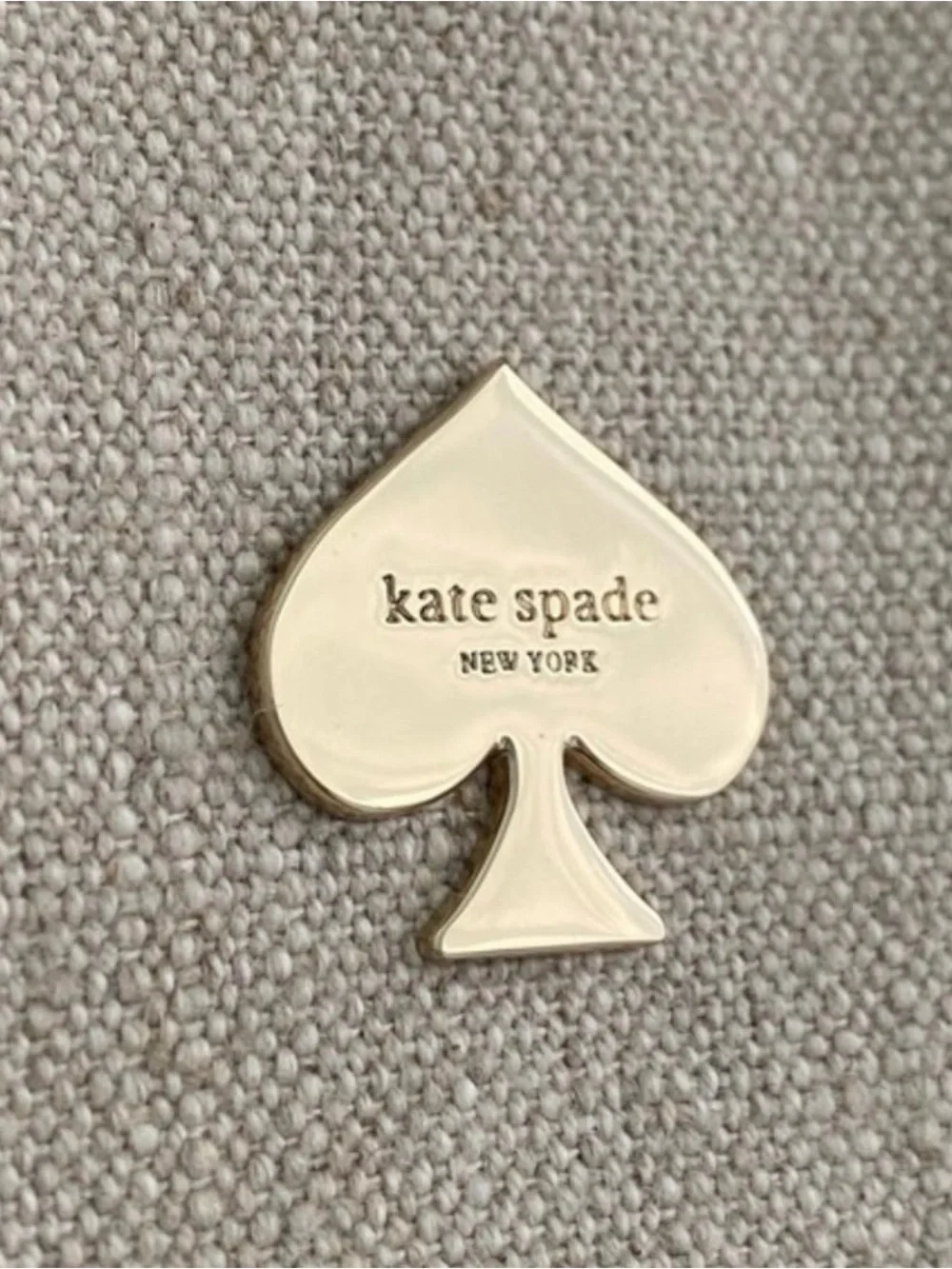 kate spade Beige and Navy Canvas Satchel with Gold Spade Logo
